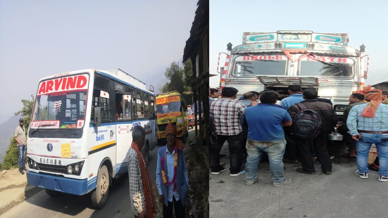 Truck breakdown on National Highway, wheels of vehicles stopped for two hours, people restored themselves