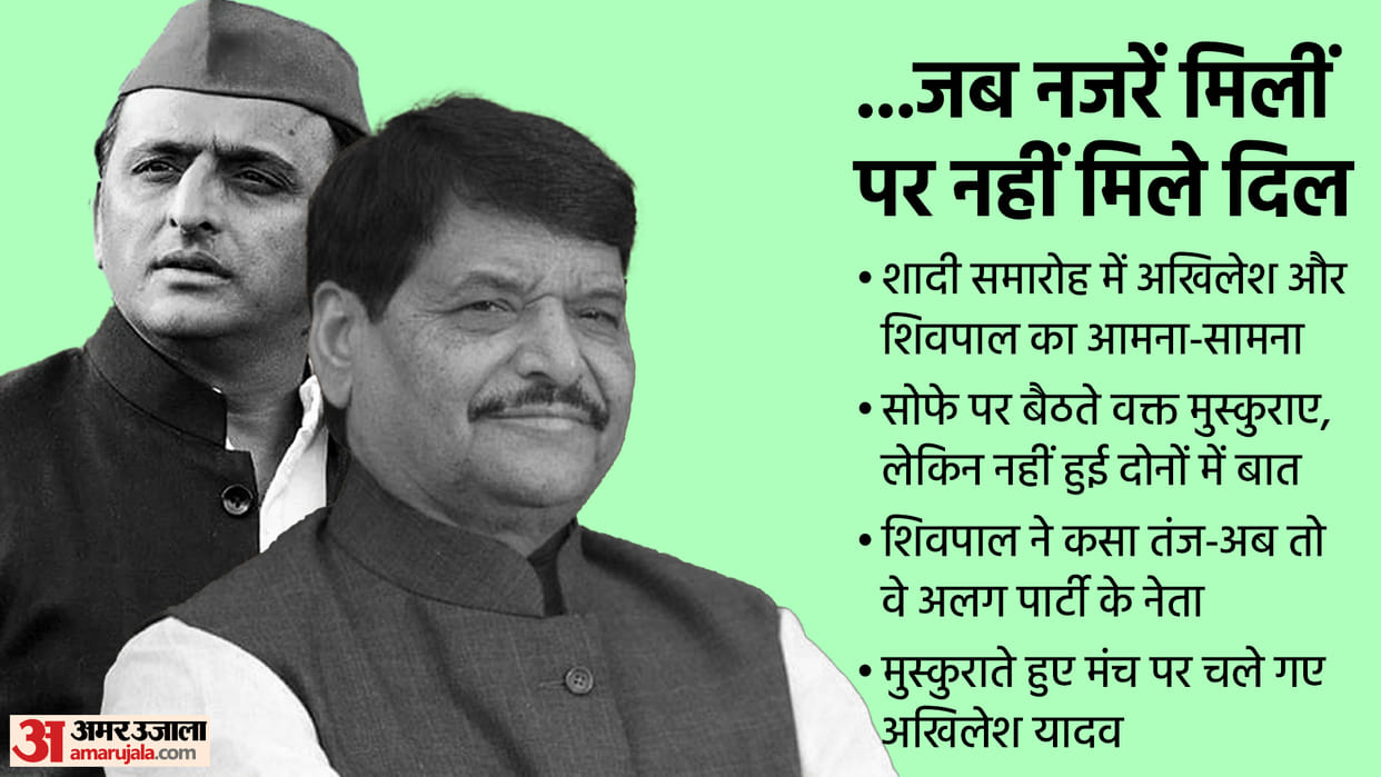 rift was seen between akhilesh yadav and shivpal yadav in a programme.