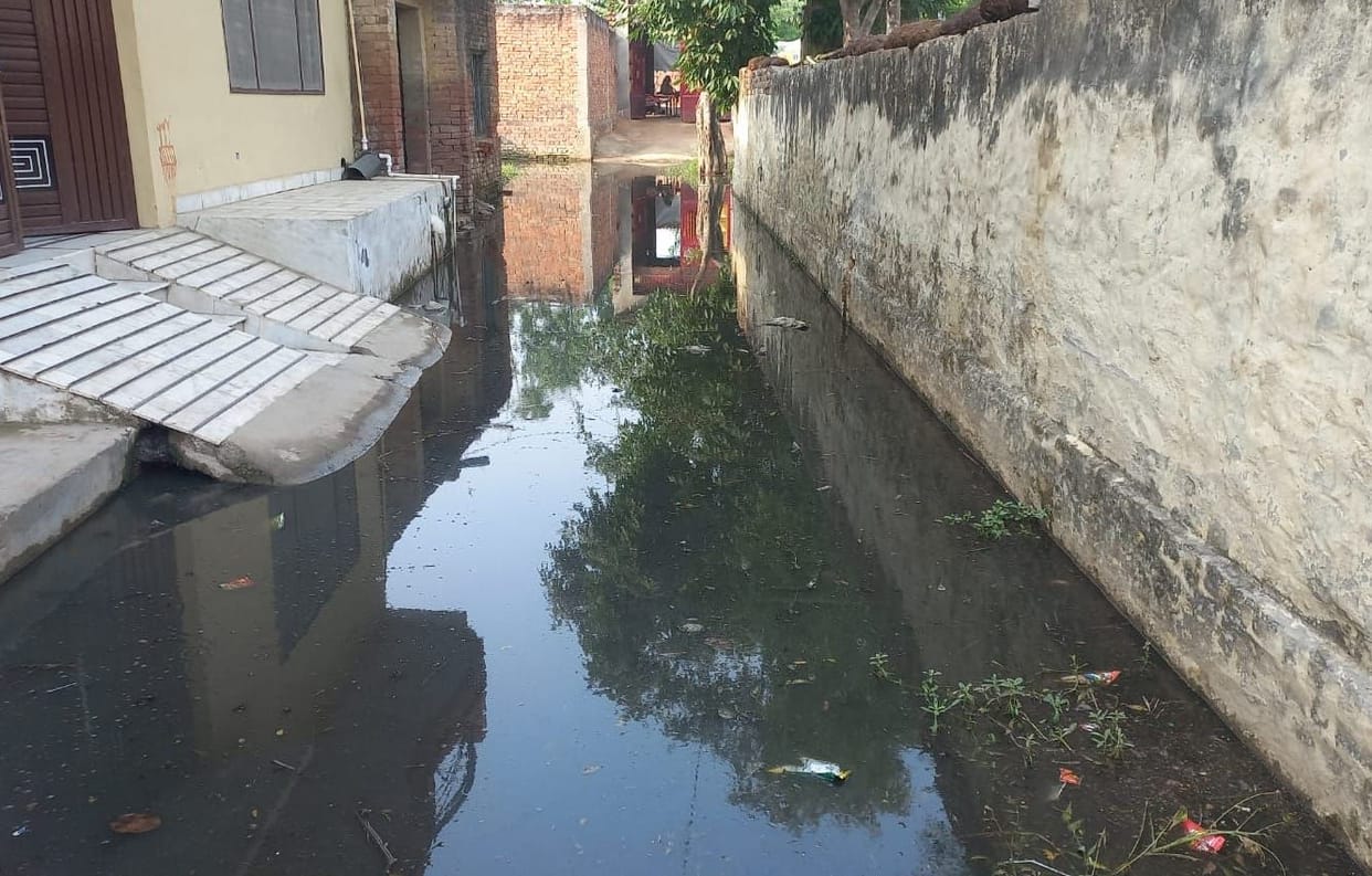Pond overflow, waterlogging in village streets