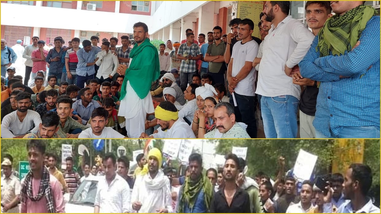 Youth protested in Jind for the demand to start recruitment in the army