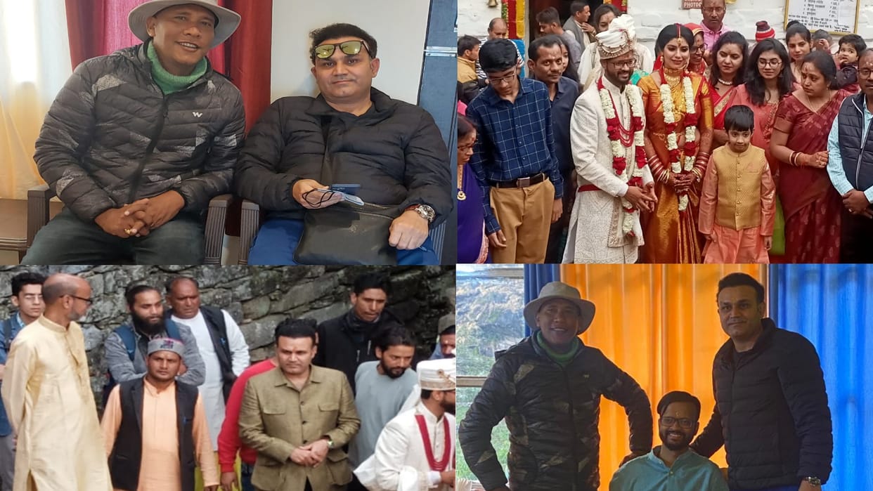 Former cricketer Virender Sehwag struggling with jam, Veeru reached Triyuginarayan to attend manager wedding, See Photos