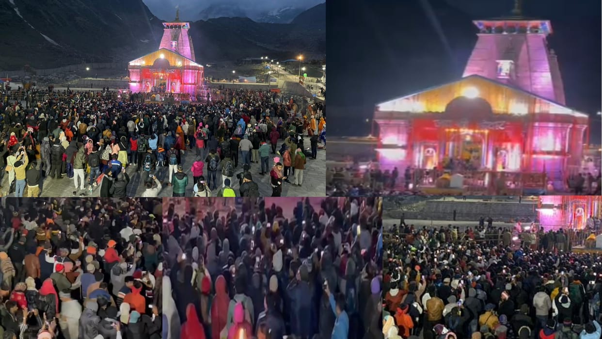 chardham Yatra 2022, kedarnath Dham evening aarti, Devotees enthusiasm peak for darshan of Baba Kedar, see photos