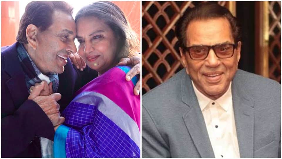 dharmendra shared a phot with shabana azmi on twitter
