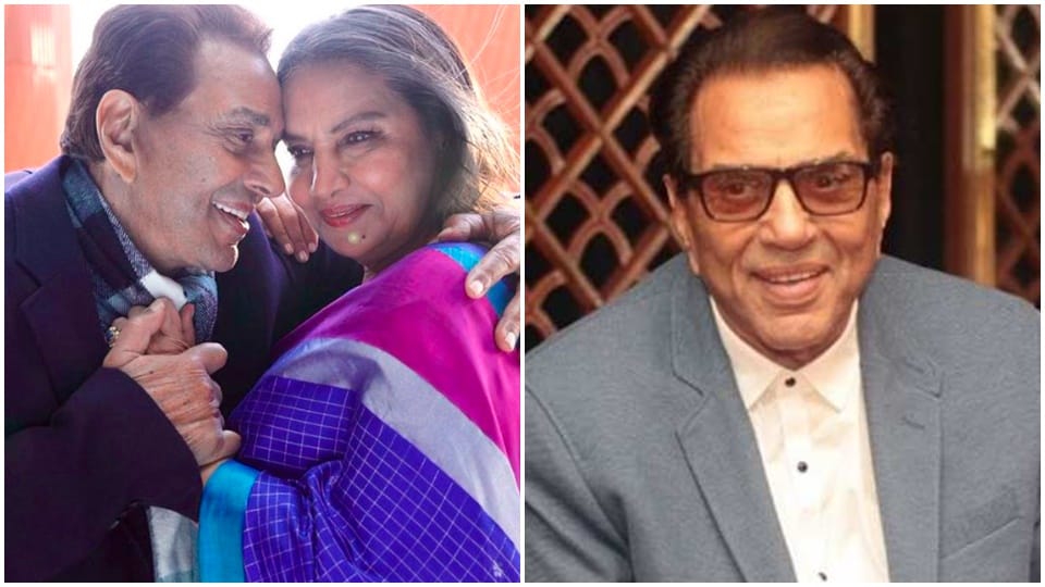 dharmendra shared a phot with shabana azmi on twitter