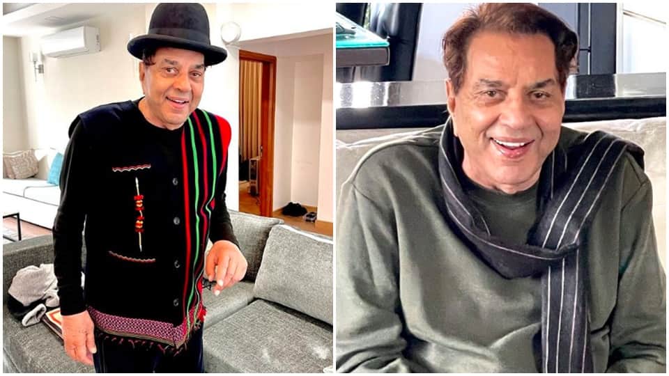 dharmendra shared a phot with shabana azmi on twitter
