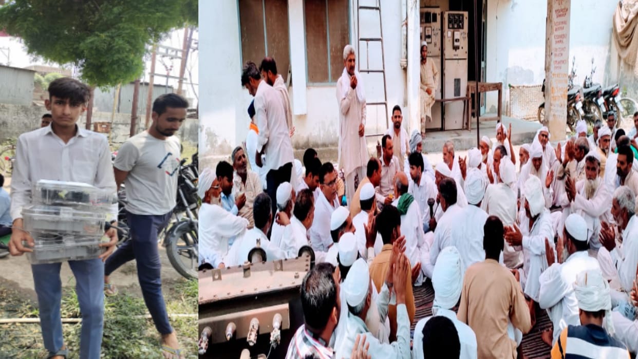 Shamli: Farmers reached for dharna after uprooting the meters on the tube wells
