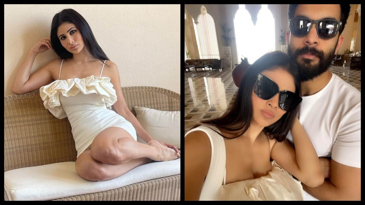 Mouni Roy and Suraj Nambiar twin in white in viral new pics from Dubai vacation