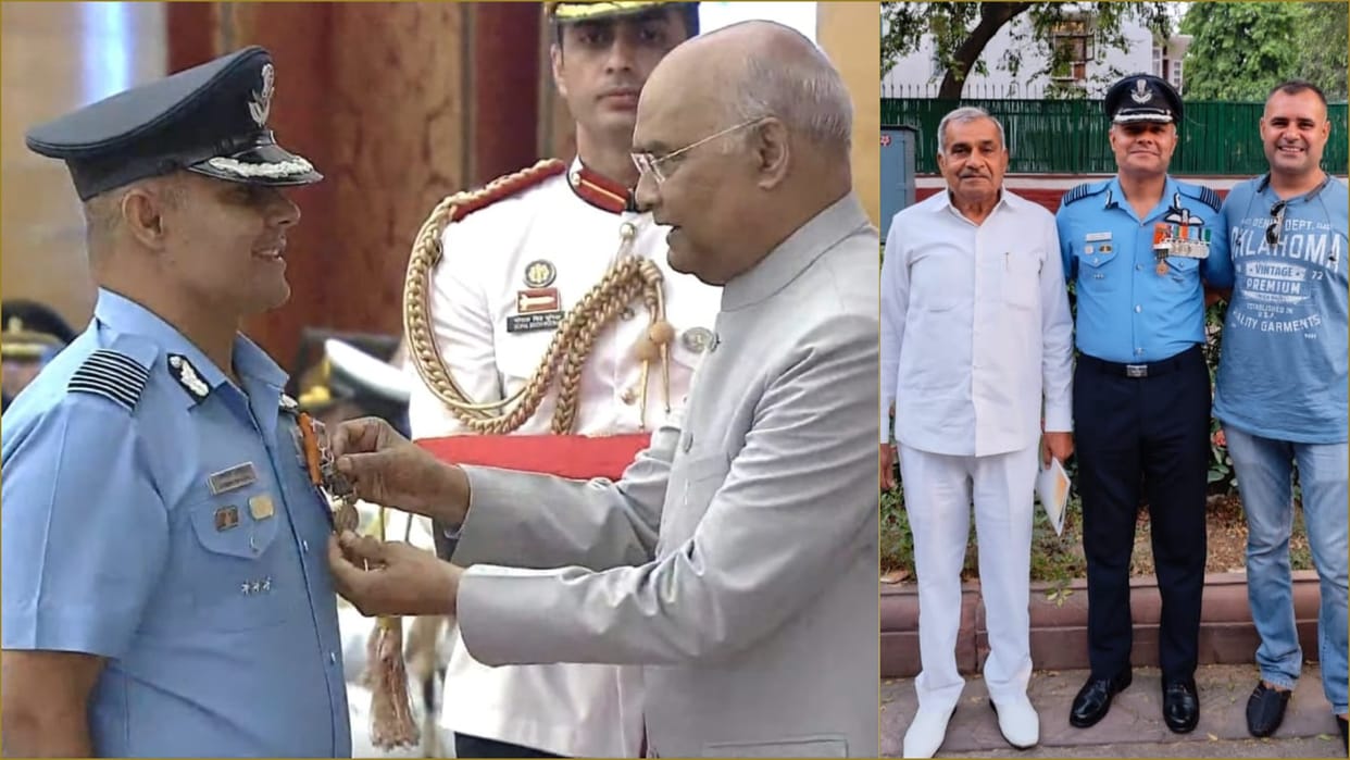 President Ram Nath Kovind honoured Captain Parminder Antil with Shaurya Chakra