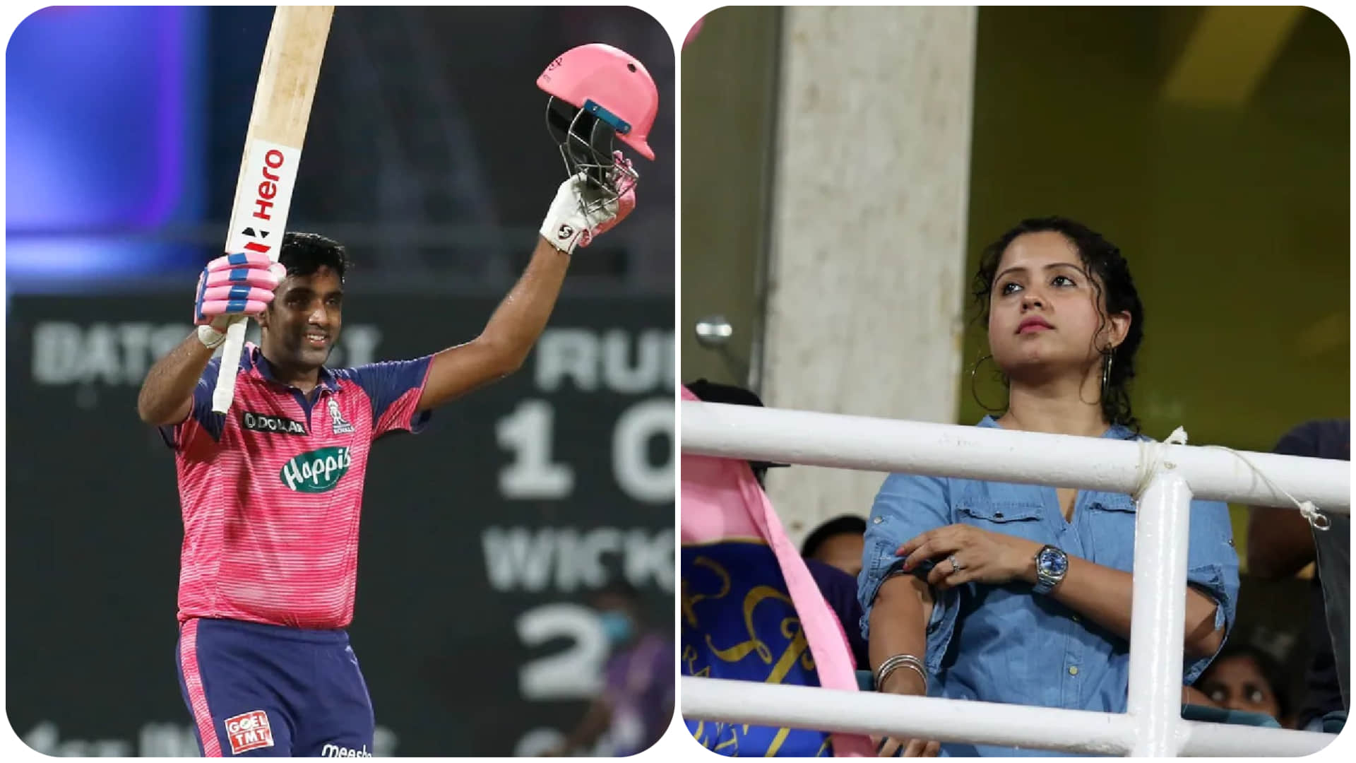 IPL 2022 RR vs DC Match 58 Highlights in Hindi Ravichandran Ashwin wife happy on his first IPL Fifty