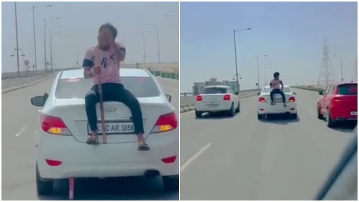 Ghaziabad Youth was doing dangerous stunts on Honda City on elevated road