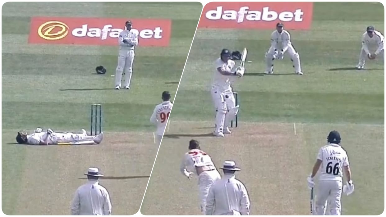 County Championships: Ben Stokes is floored after Labuschagne short ball hit into the unmentionables