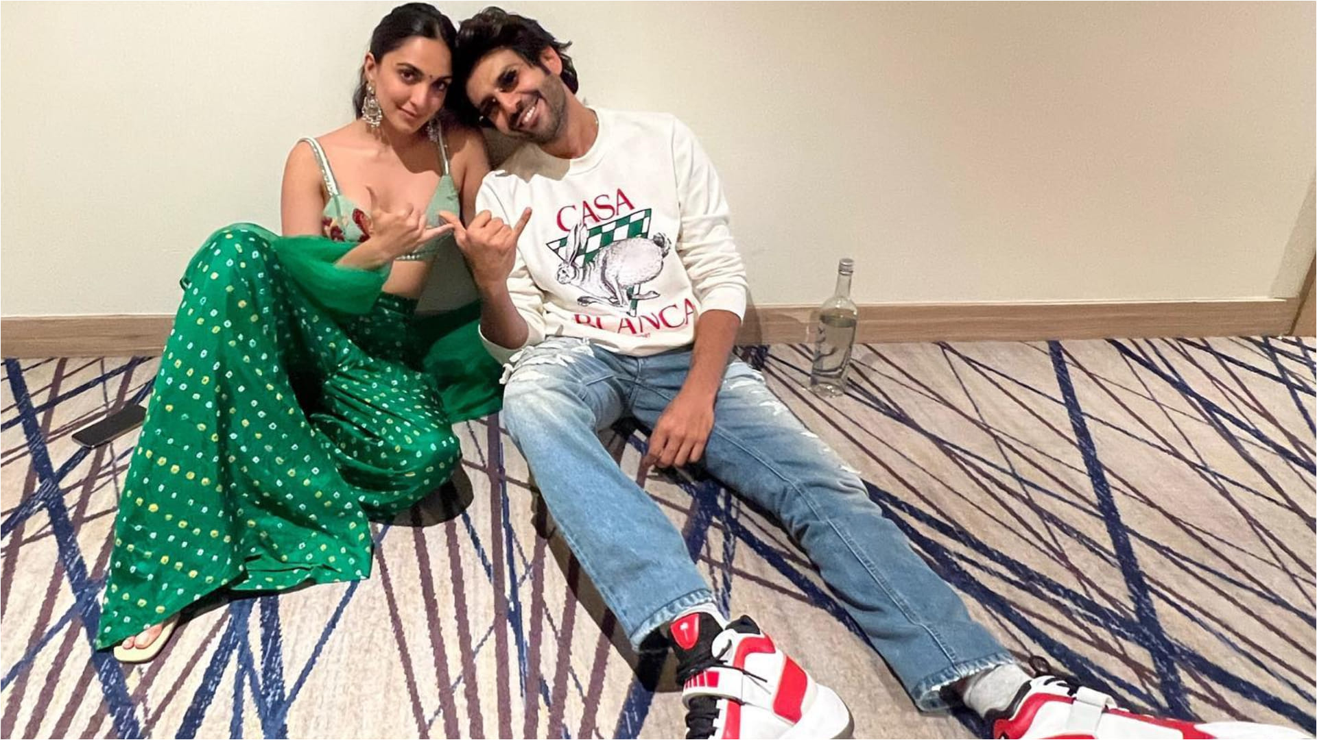 kiara advani boho look in green bandhani pant with bralette