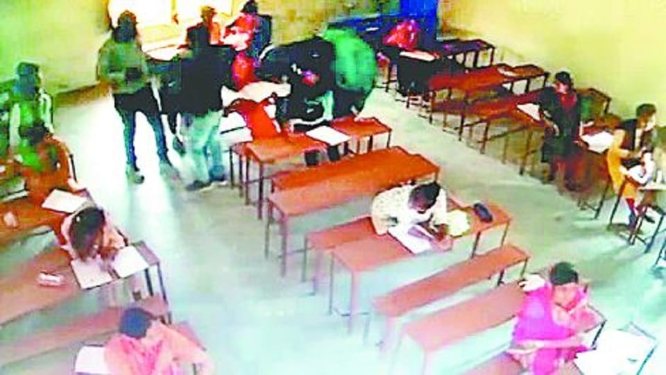 Mass copying was going on at two centers in main examination of Dr. Bhimrao Ambedkar University Agra