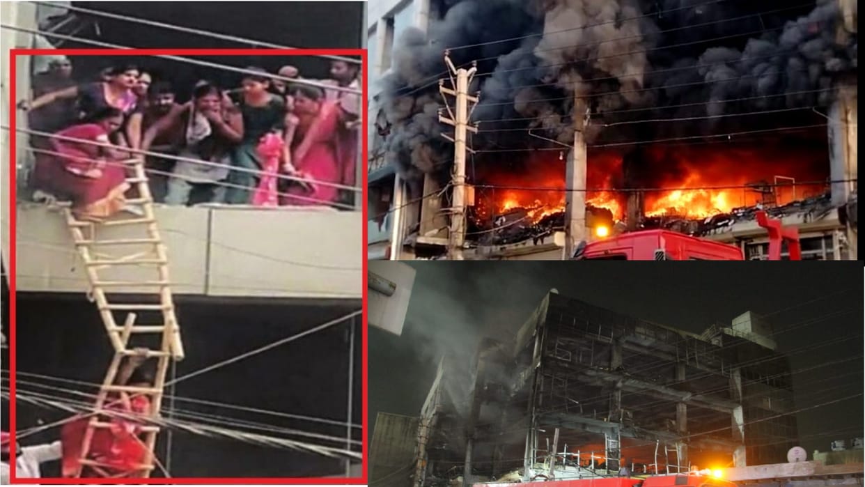 Delhi Mundka Fire Accident More then 100 people were rescued from the upper floor With the help of ladder
