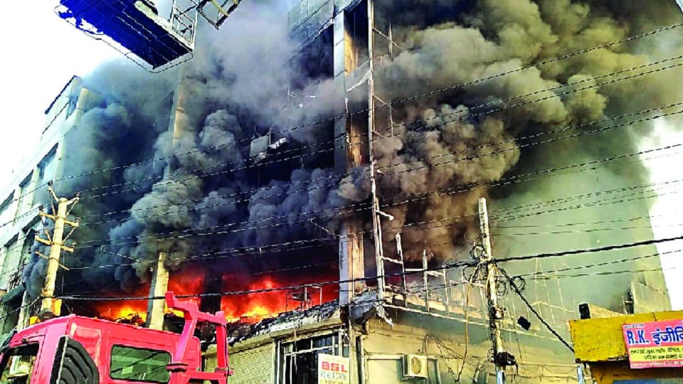mundka fire case building illegally built in 500 yards on lal dora land there was no map pass no noc taken from fire department