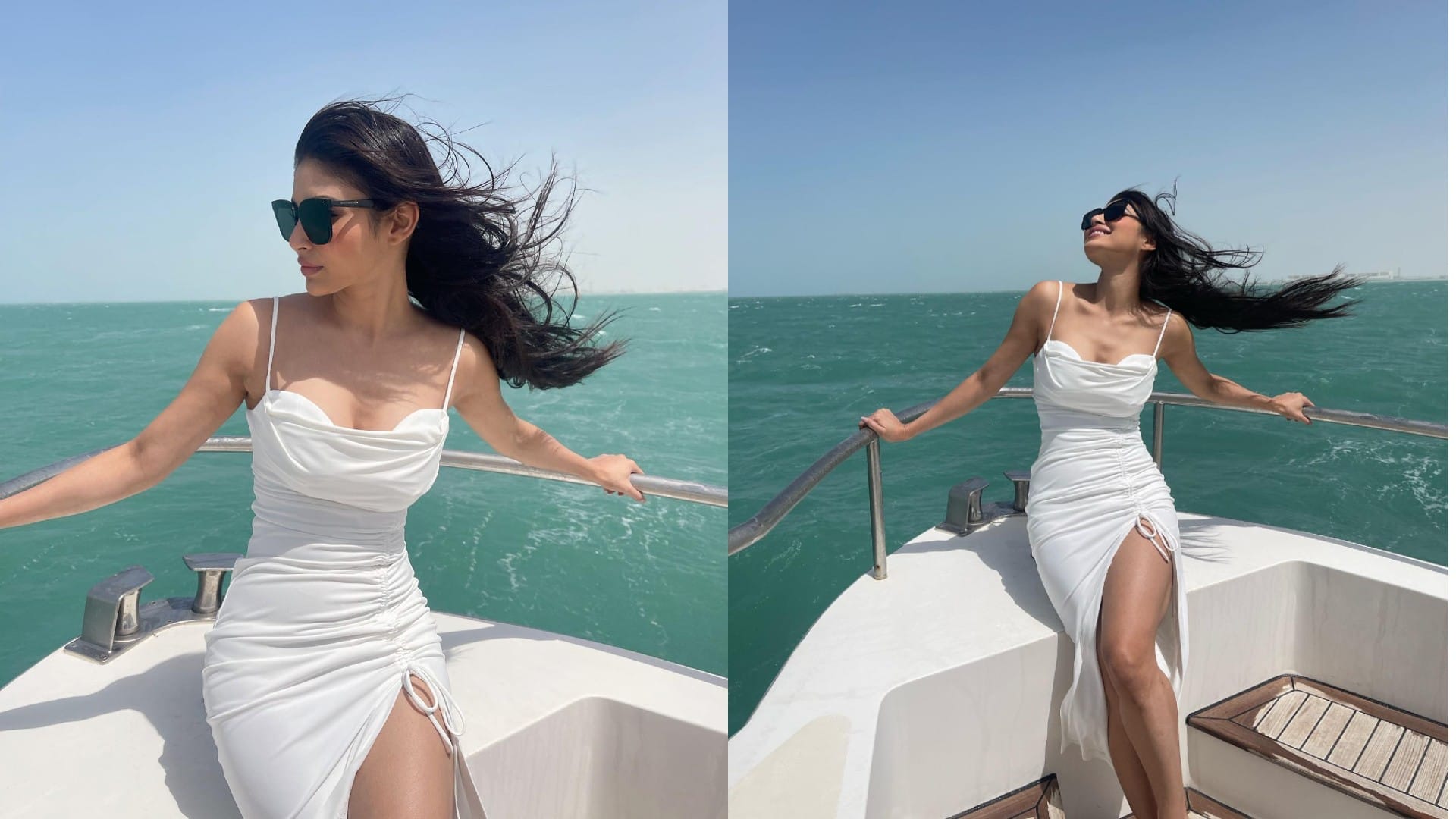Mouni Roy is looking bold Blue Sequin Dress With a Plunging Neckline See latest Pics