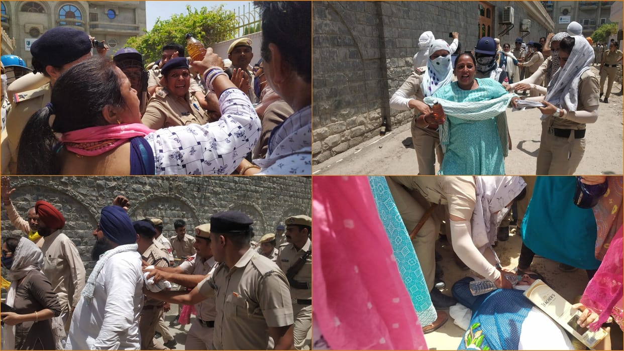 Aam Aadmi Party workers demonstrated against govt in Sirsa of Haryana