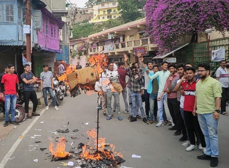 Protest Over Sena Bharti