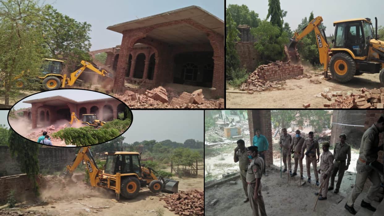 Bulldozer ran on illegal house of land mafia Yashpal Tomar in Baghpat, property worth crores has been seized in Noida Dehradun
