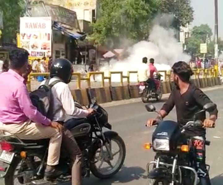 Fire in cylinder of chicken shop and fast food shop