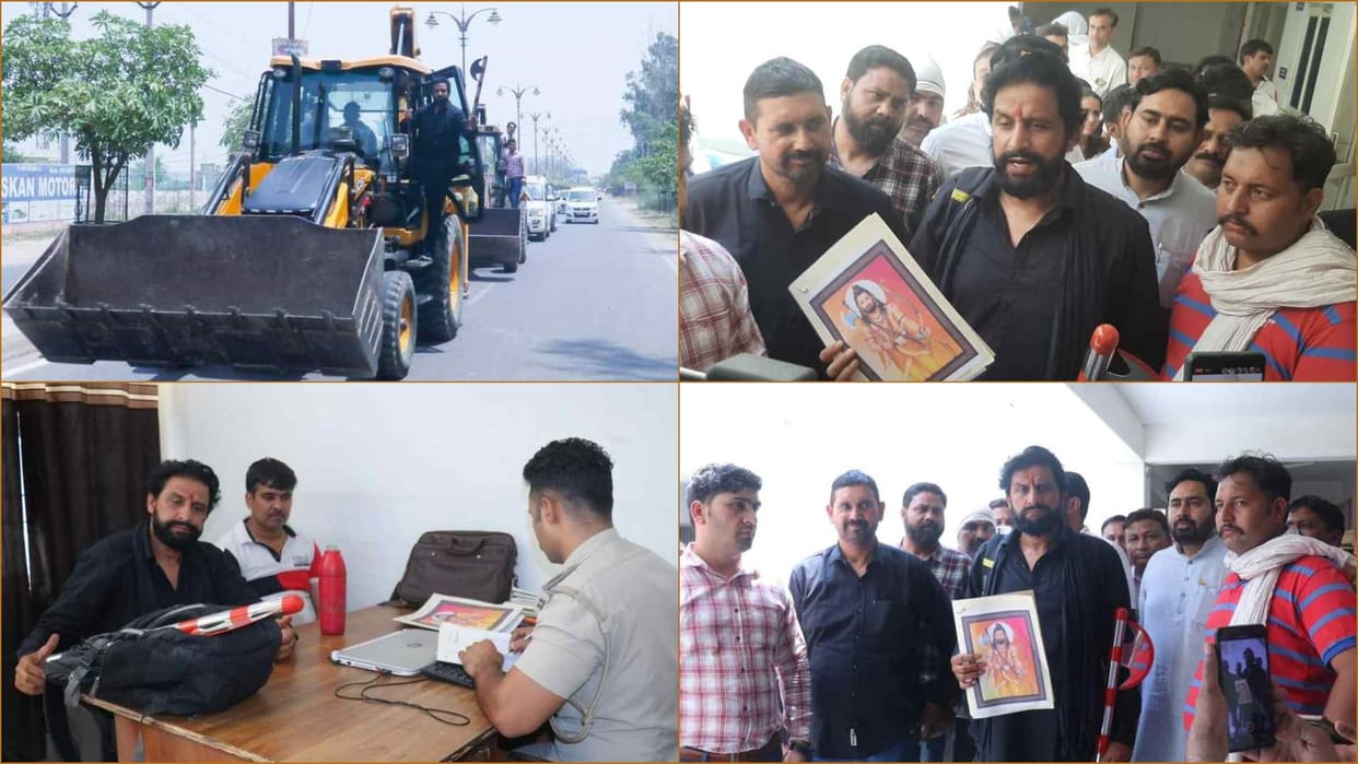 Naveen Jaihind reached the police station with a bulldozer in Rohtak