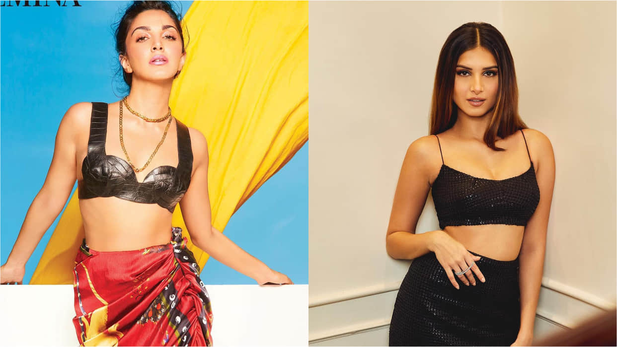 fashion faceoff kiara advani tara sutaria wear same thigh high slit skirt with bralette for movie promotion