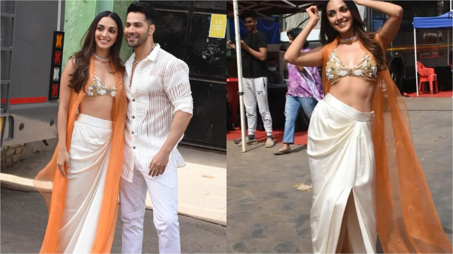 fashion faceoff kiara advani tara sutaria wear same thigh high slit skirt with bralette for movie promotion