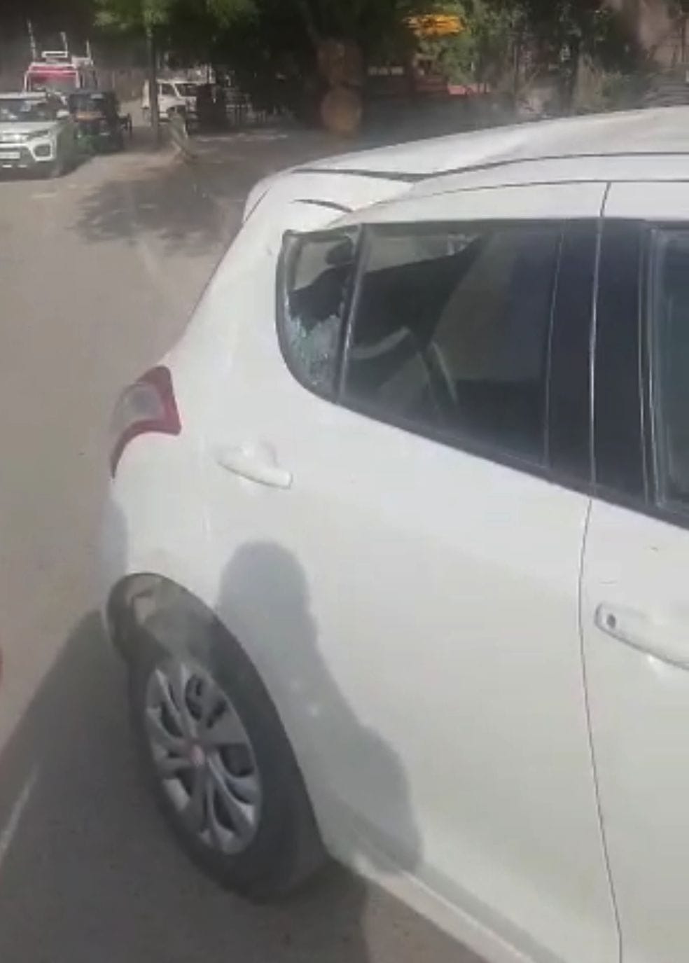 Iron girder fell on car moving from elevated road under construction