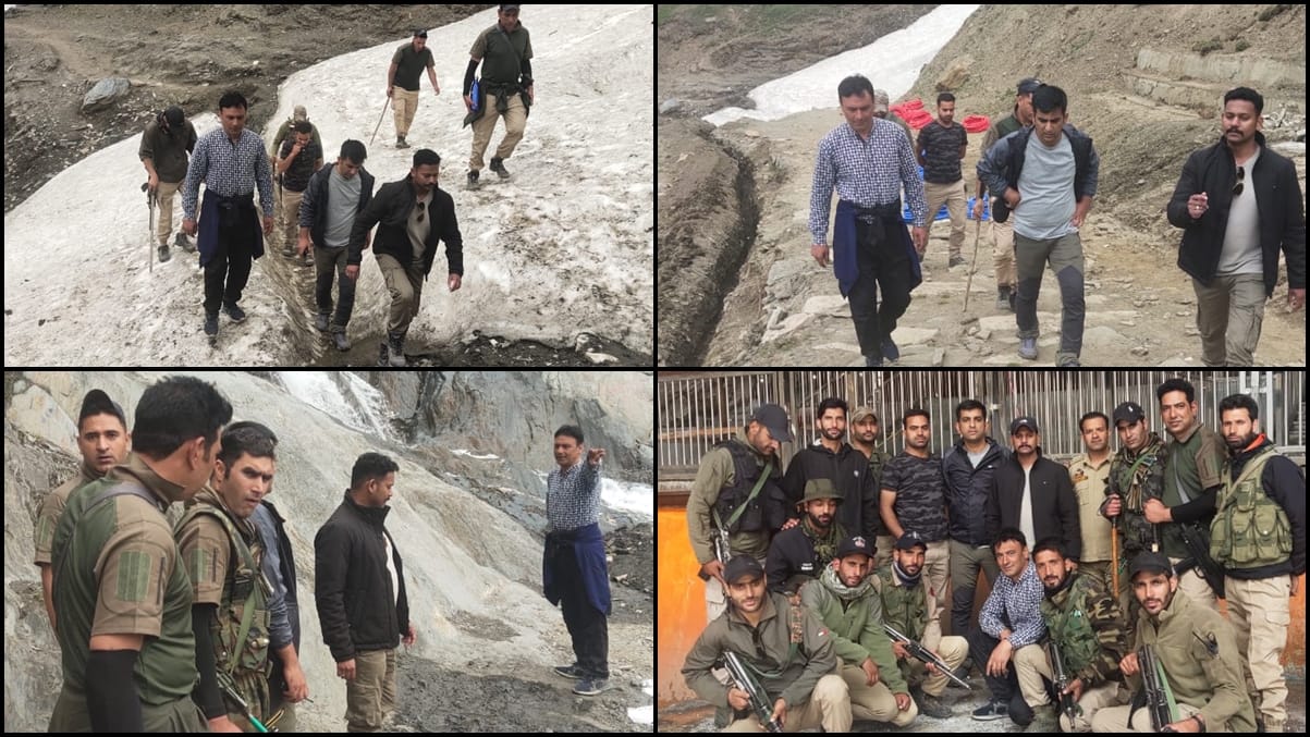 SSP Ganderbal Nikhil Borkar alongwith other officers of District Police Ganderbal inspected Yatra route from Baltal to Shri Amar Nath Holy Cave
