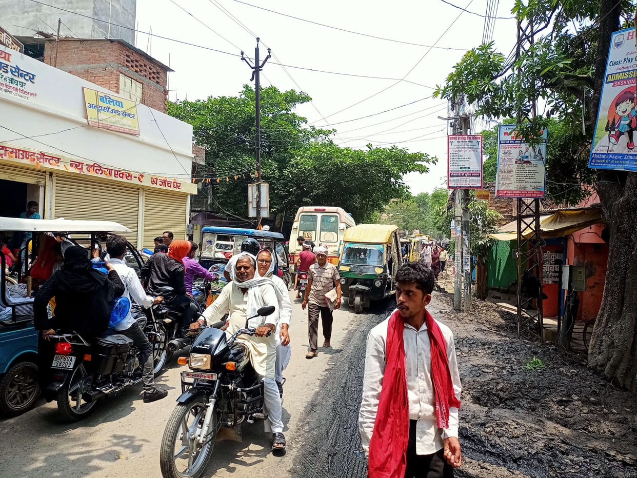Silt of drain on the road, from where should the passersby go