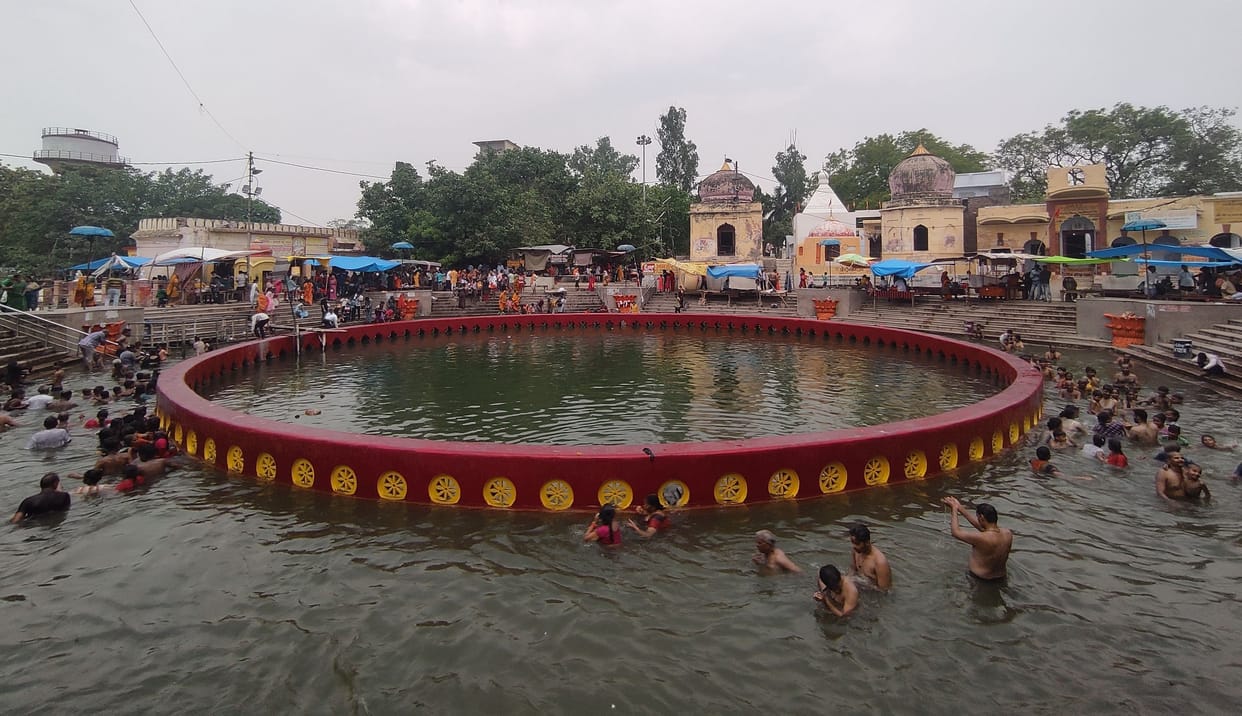 Devotees take a dip in Chakratirth