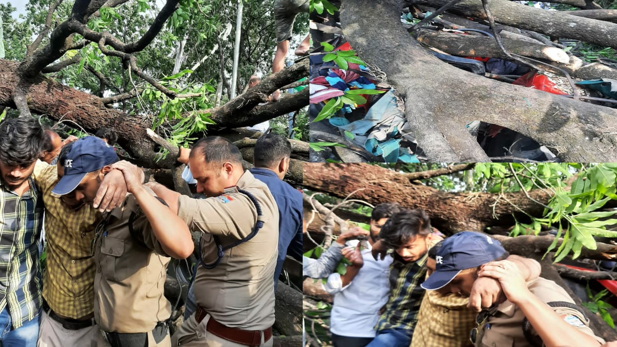 Accident due to storm,Tree fell on tractor in storm, seven people injured, two serious,  Police and SDRF evacuated injured