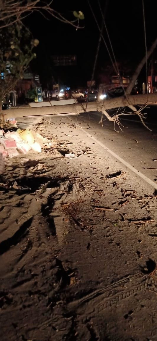 Tree fell on high tension line due to storm, jammed