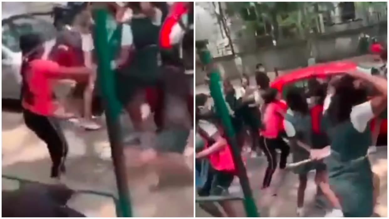 Bengaluru Street Fight occured between school girls video viral on social media 