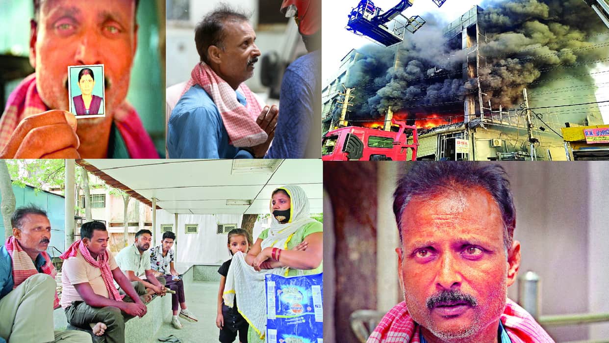 Delhi Mundka Fire Incidents Manoj is searching for his wife Soni in Delhi hospitals for four days Children ask when will mommy come