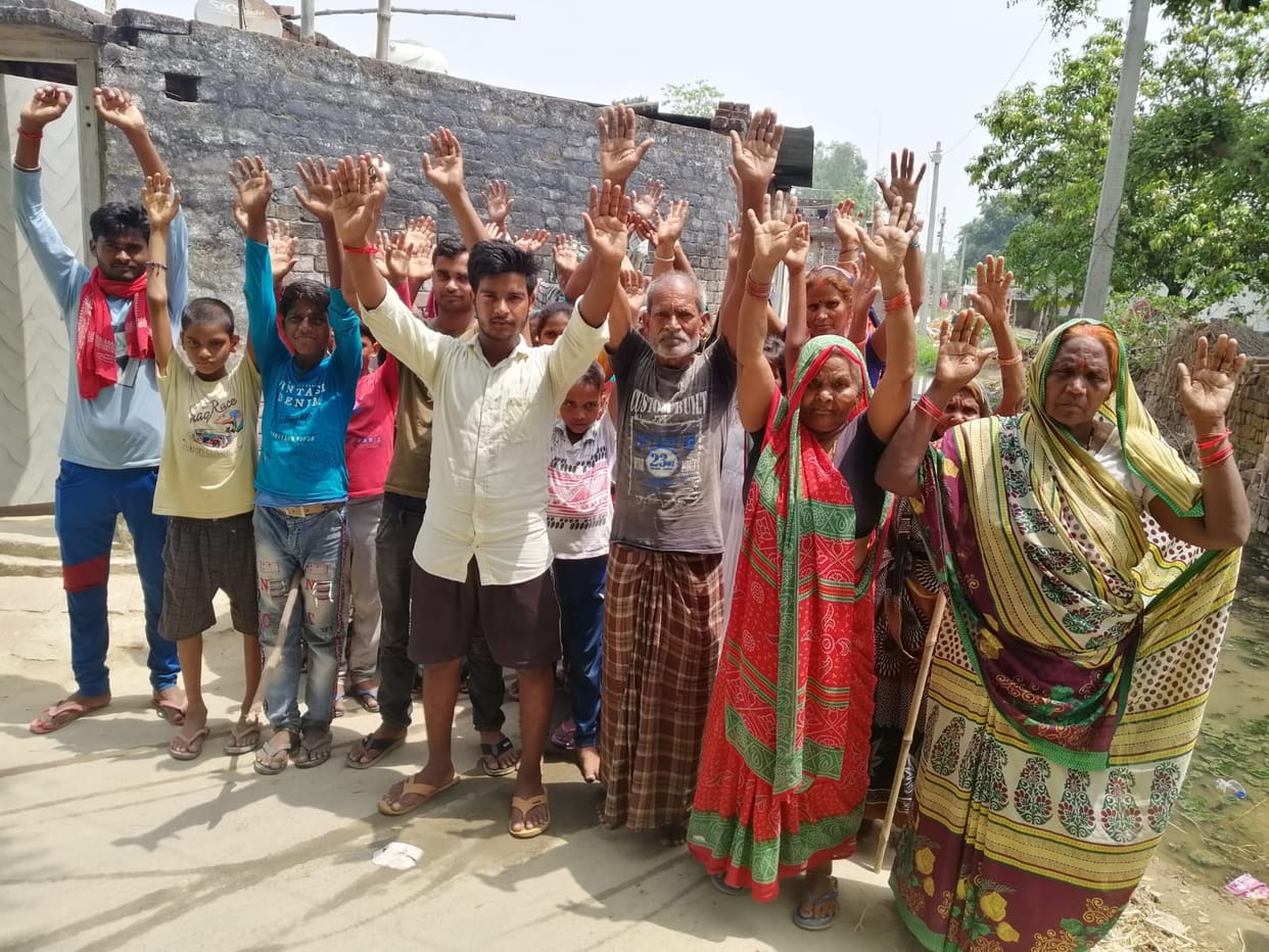 Angry villagers staged a protest