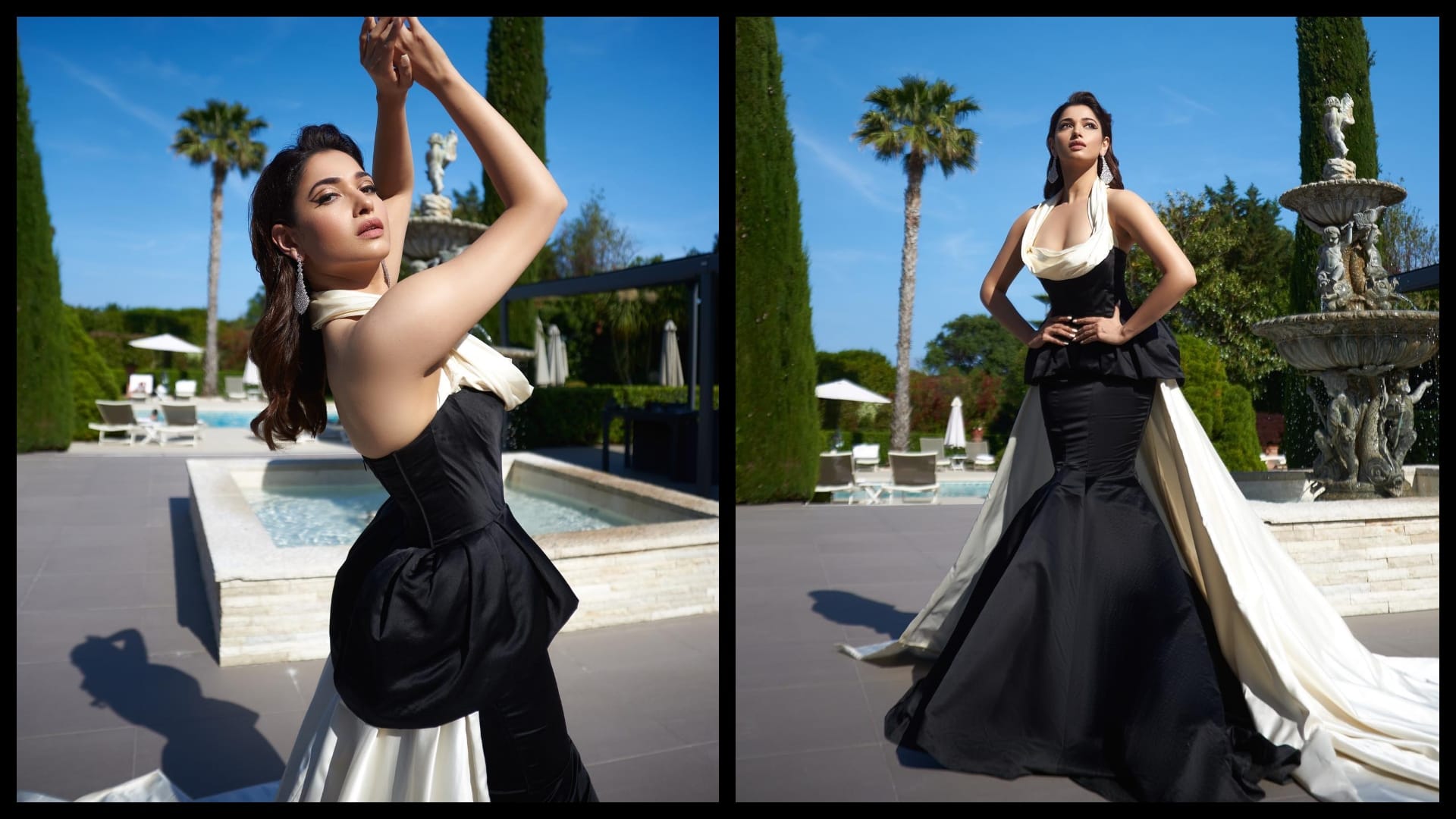 tamannah bhatia day 2 cannes film festival red carpet look in black shimmery gown users say outdated