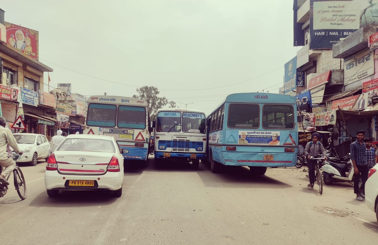 There is a daily jam outside the bus stand, Kurukshetra