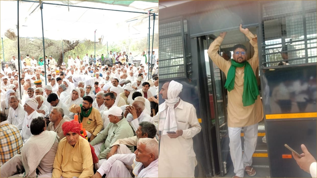 Farmers are sitting on dharna in Hisar of Haryana to demanding compensation