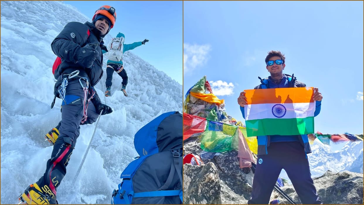 Narendra of Mingni Kheda hoisted the tricolor on Mount Lhotse 8516 meters high