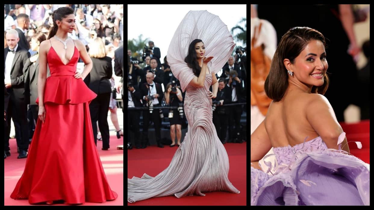 Cannes Photo Of The Day hina khan tamannaah bhatia helly shah pooja hegde aishwarya rai bachchan deepika padukone day 3 looks in cannes film festival 2022