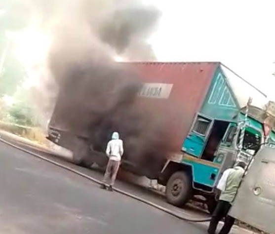 Current landed in container, driver dies after burning