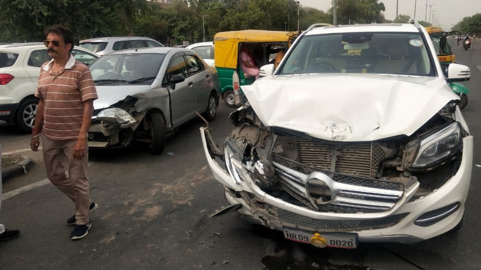 Haryana Assembly Speaker car accident in Mohali