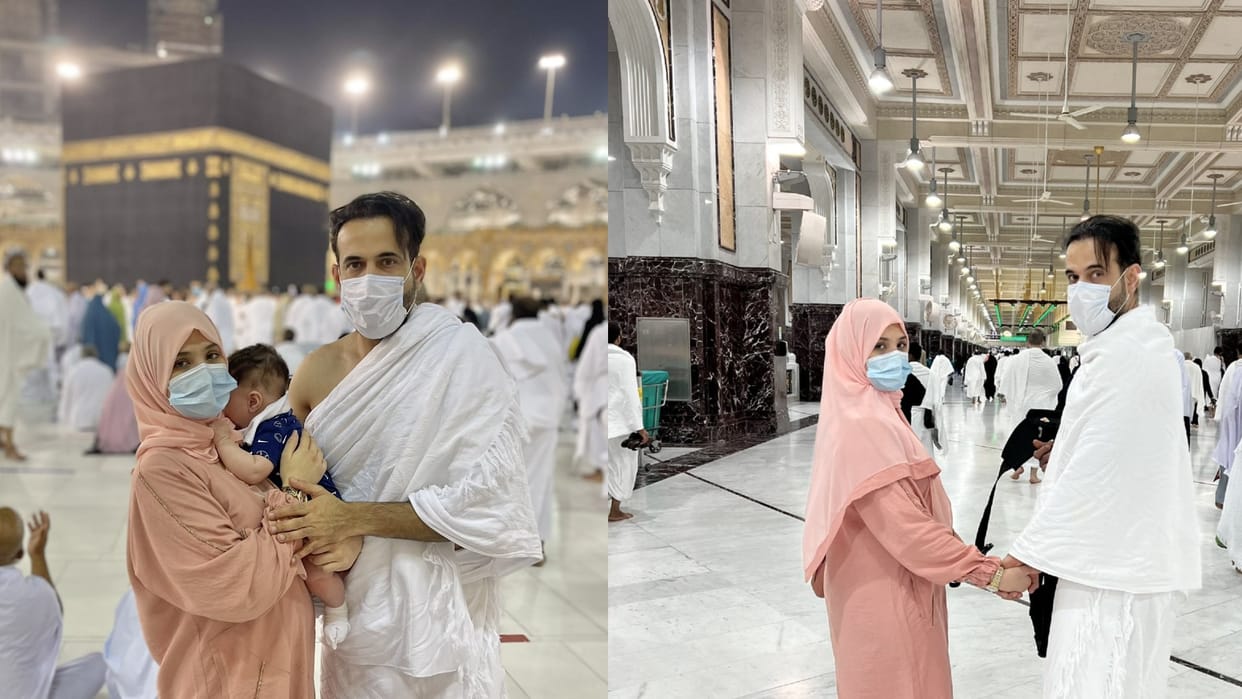 Irfan Pathan takes brake from IPL Commentary reaches Saudi Arab with wife dafa baig for Umrah