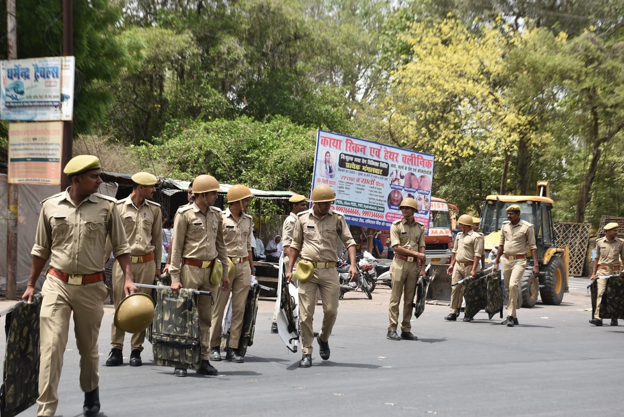 On the first day, bulldozers walked on Gwalior stand and old bus stand intersection.