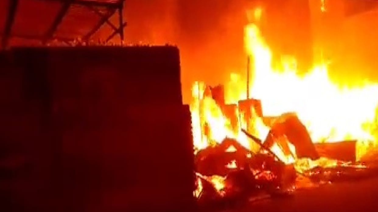 fire broke out in a furniture warehouse near Bajrang Chowk in Bhalswa