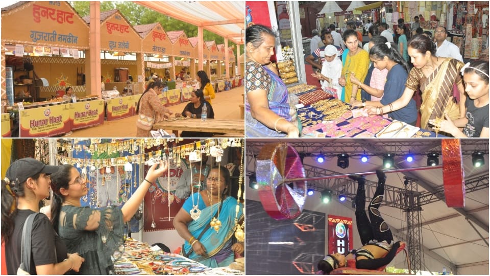 crowd gathering in Hunar Haat in Shilpgram near Taj Mahal