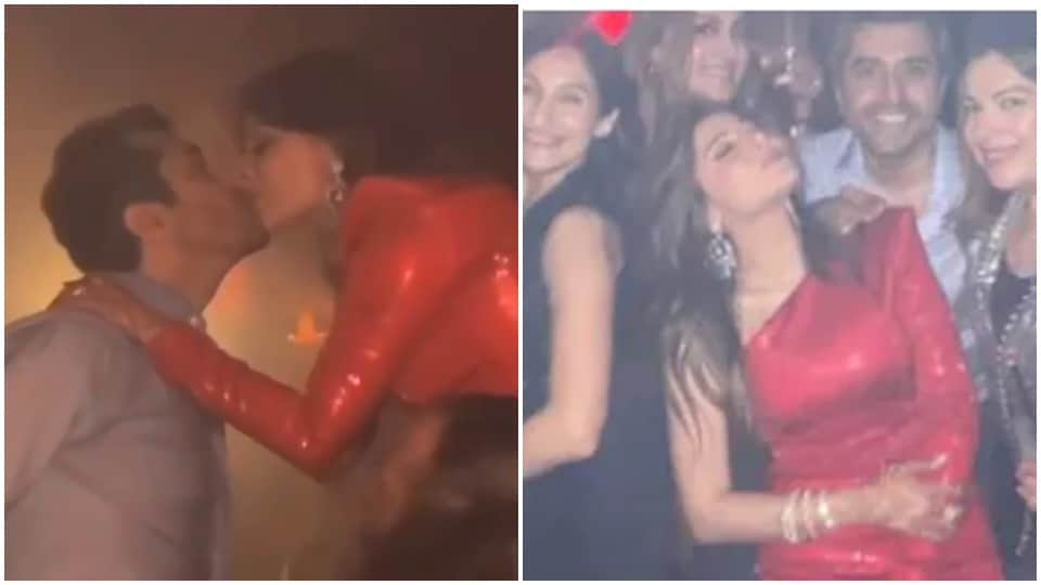 kanika kapoor dances to baby doll with husband gautam gives him a kiss at post wedding party