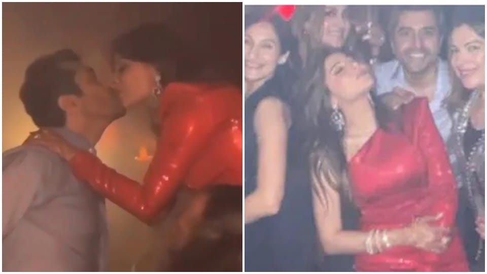 kanika kapoor dances to baby doll with husband gautam gives him a kiss at post wedding party