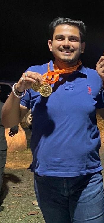 Viraj won two gold medals in shot gun shooting